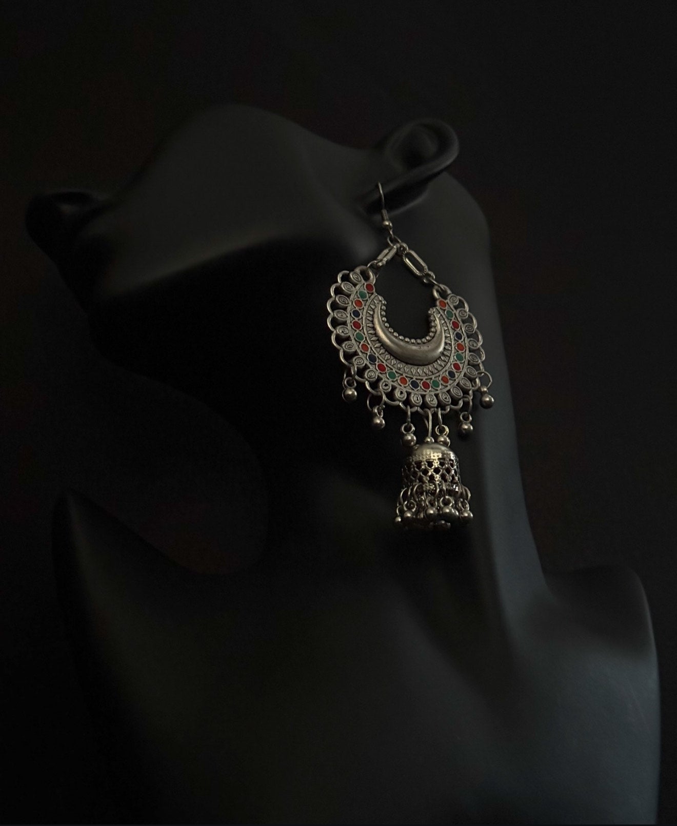 Multicolored dangle jhumka earrings