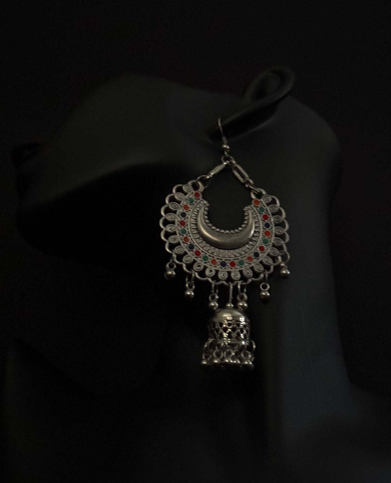Multicolored dangle jhumka earrings