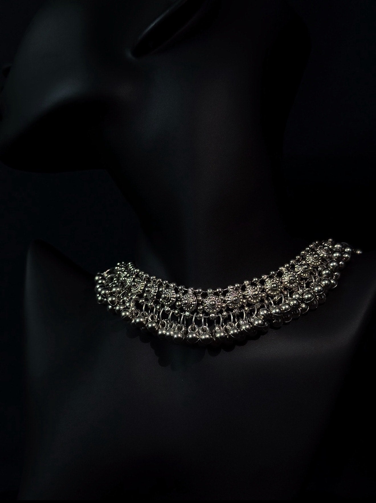 Silver beaded necklace