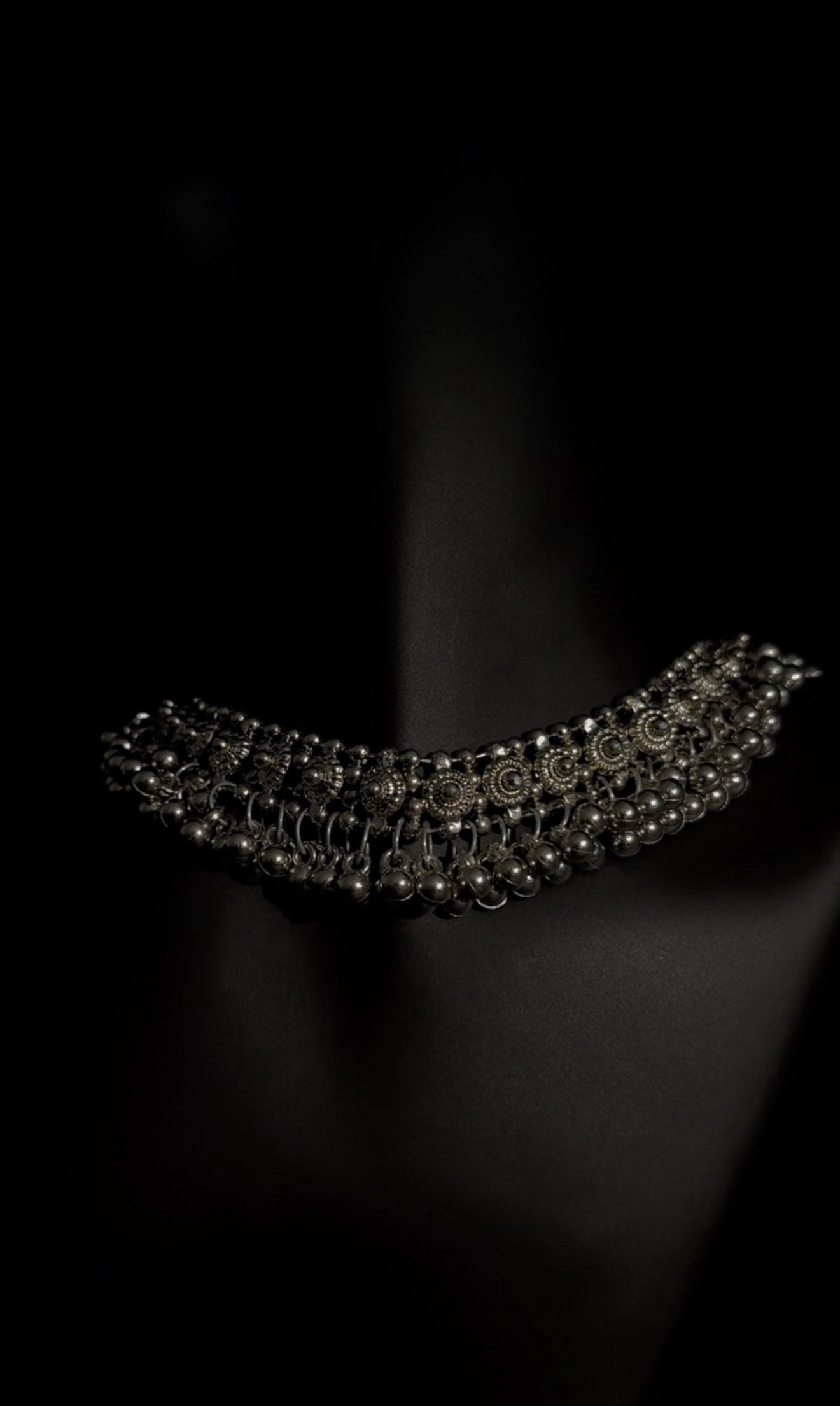 Silver beaded necklace