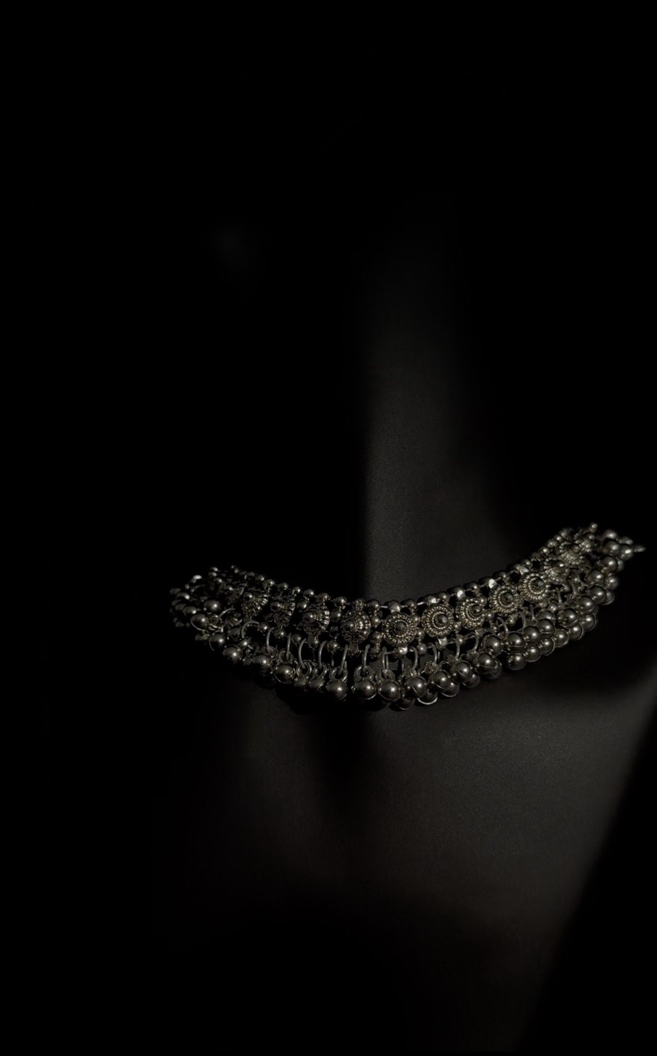 Silver beaded necklace