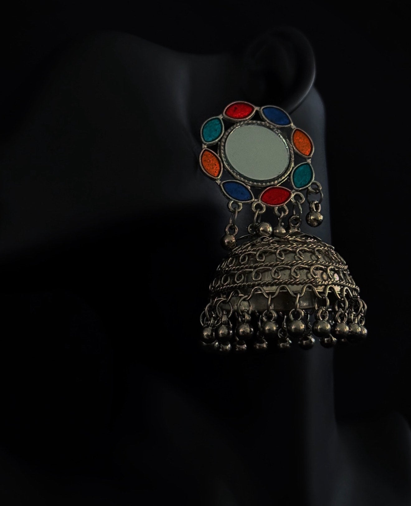 Multicolored jhumka earrings